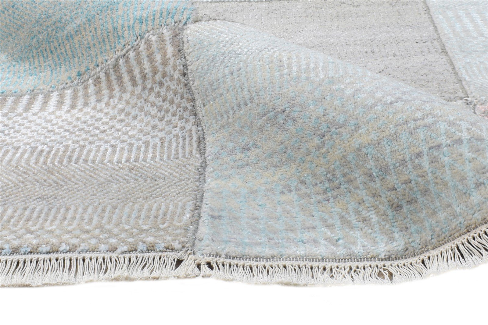 4' X 6' Rug Wool Grey Modern Hand Knotted Agra Grass Trellis Room Size Carpet 7864592171157
