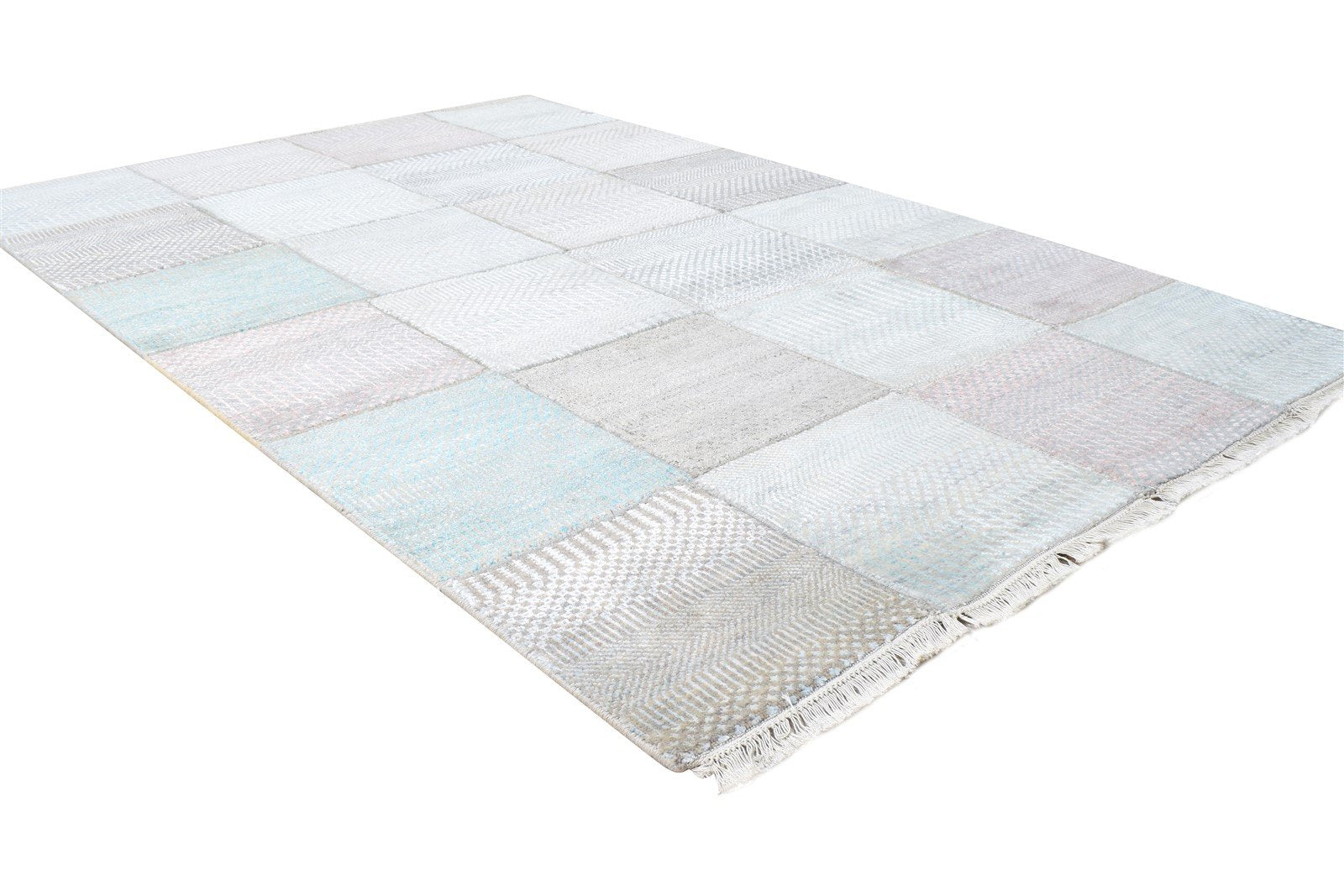 4' X 6' Rug Wool Grey Modern Hand Knotted Agra Grass Trellis Room Size Carpet 7864592171157