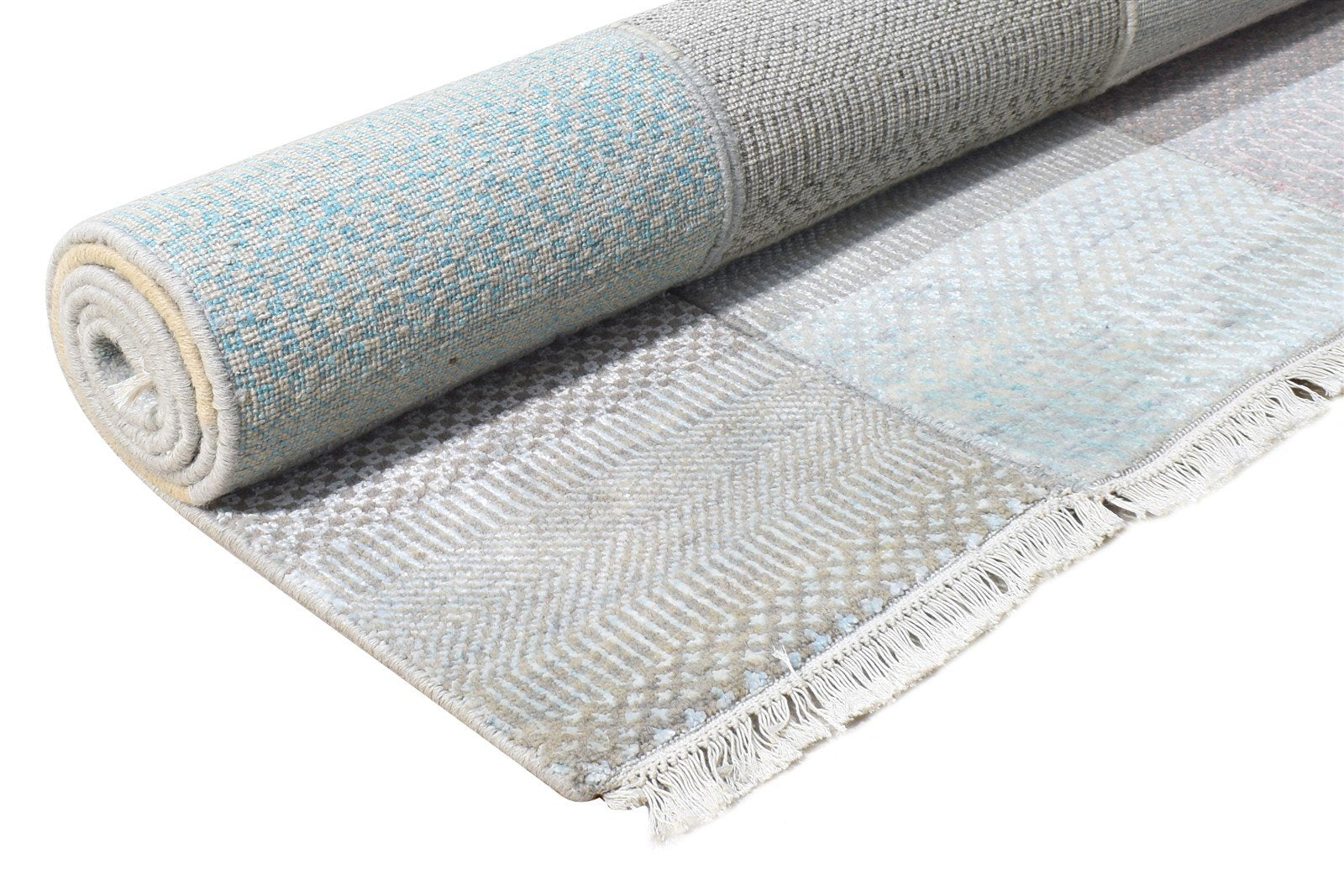 4' X 6' Rug Wool Grey Modern Hand Knotted Agra Grass Trellis Room Size Carpet 7864592171157
