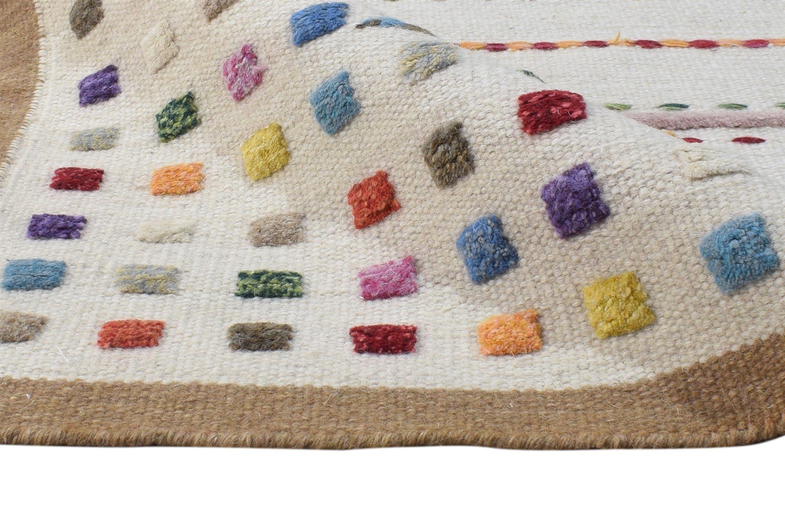 4' X 6' Rug Wool Ivory Persian Dhurrie Southwestern Tribal Room Size Carpet 7864993415317
