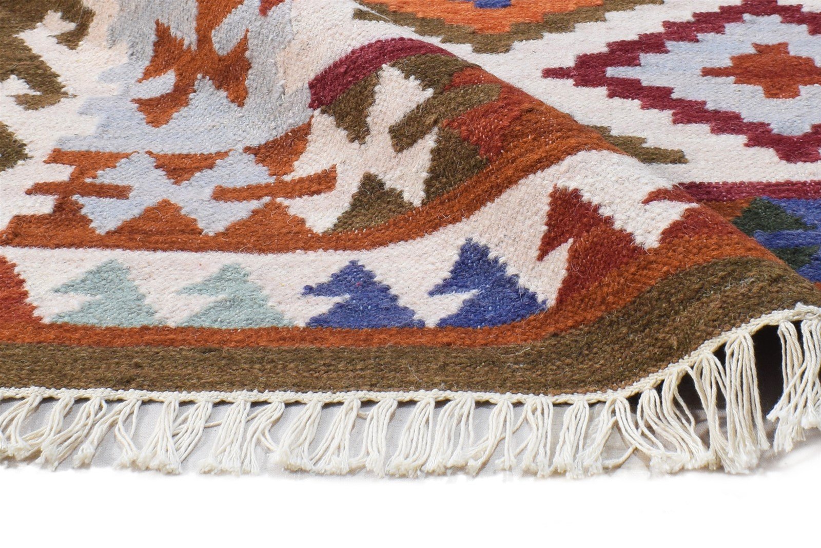 4' X 6' Rug Wool Ivory Southwestern Dhurrie American Tribal Room Size Carpet 7865000853653