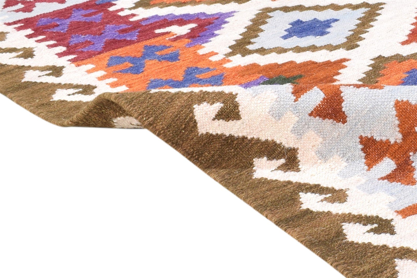 4' X 6' Rug Wool Ivory Southwestern Dhurrie American Tribal Room Size Carpet 7865000853653