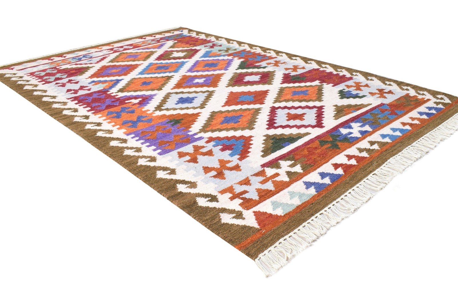 4' X 6' Rug Wool Ivory Southwestern Dhurrie American Tribal Room Size Carpet 7865000853653