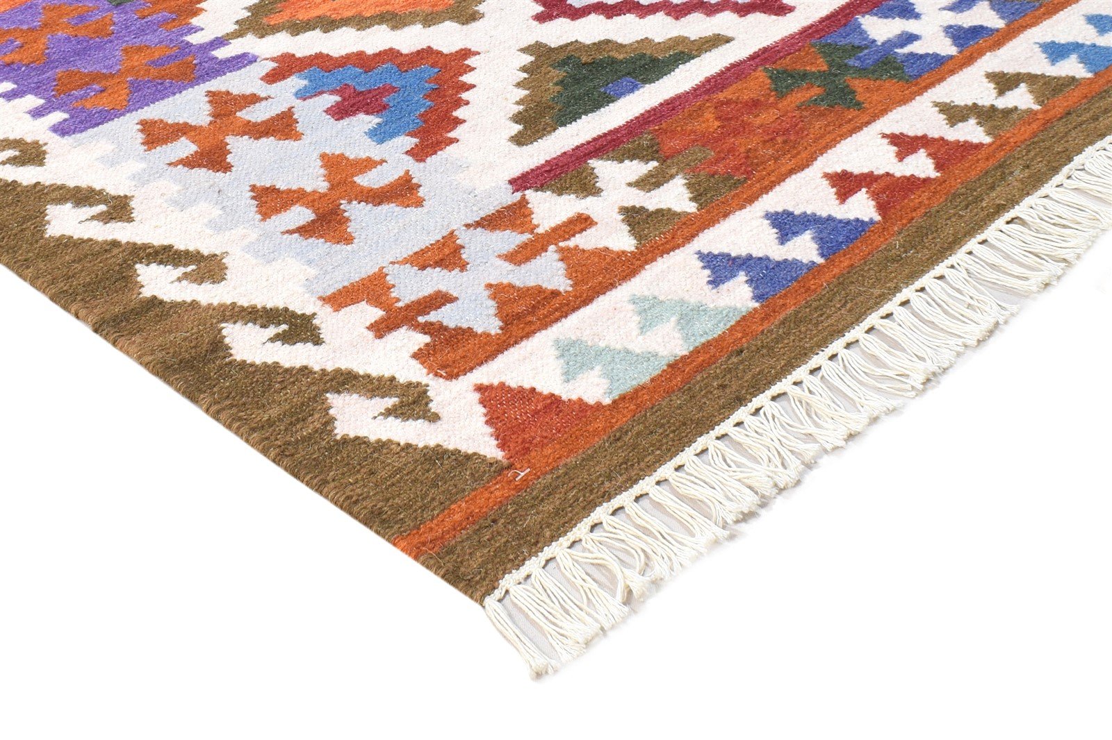 4' X 6' Rug Wool Ivory Southwestern Dhurrie American Tribal Room Size Carpet 7865000853653