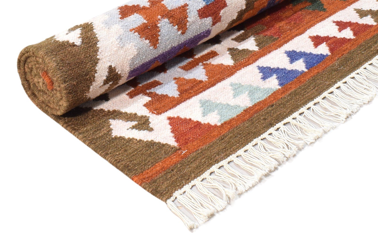 4' X 6' Rug Wool Ivory Southwestern Dhurrie American Tribal Room Size Carpet 7865000853653