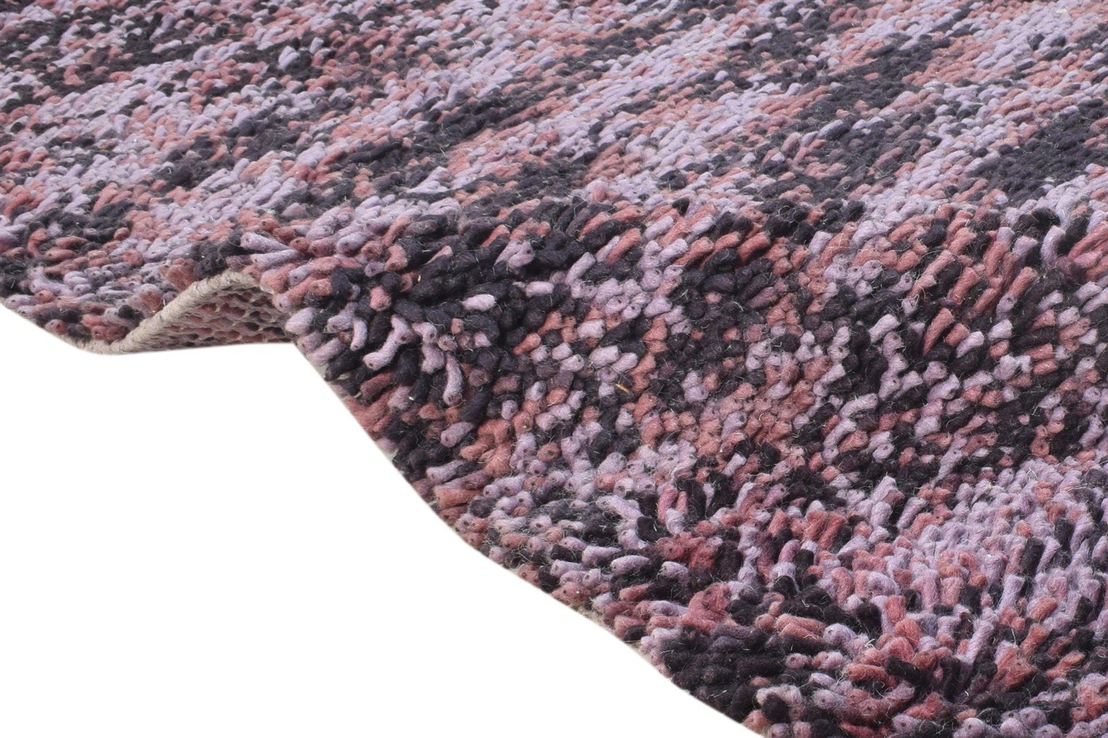 4' X 6' Rug Wool Purple Shag Hand Knotted Scandinavian Abstract Room Size Carpet 7865255657621