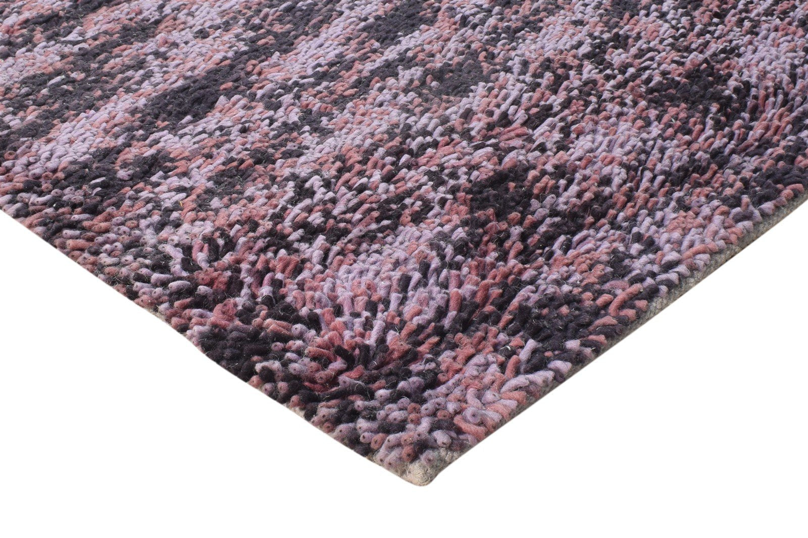 4' X 6' Rug Wool Purple Shag Hand Knotted Scandinavian Abstract Room Size Carpet 7865255657621