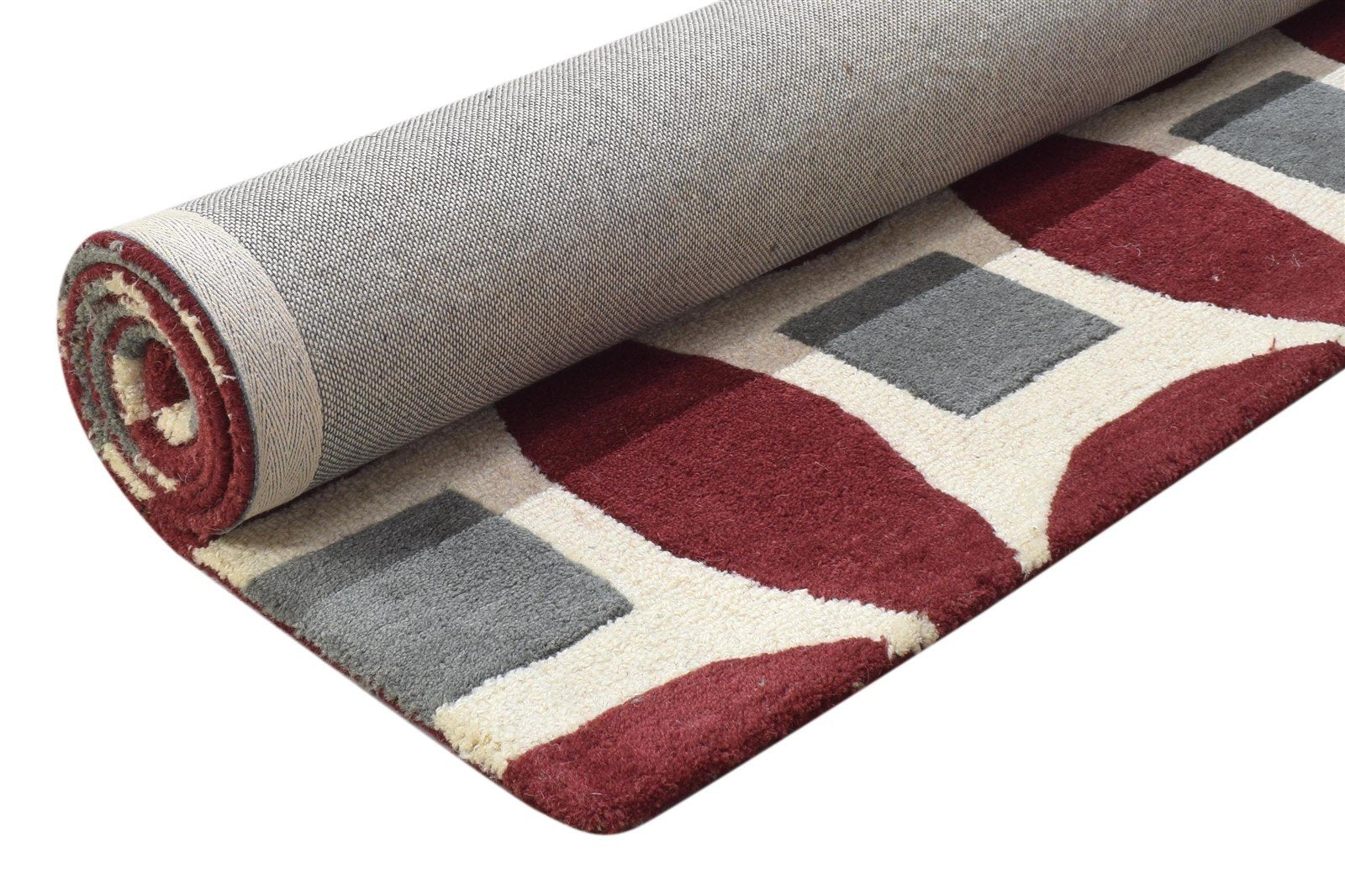 4' X 6' Rug Wool Red Modern Hand Tufted Moroccan Geometric Room Size Carpet 7864304566421
