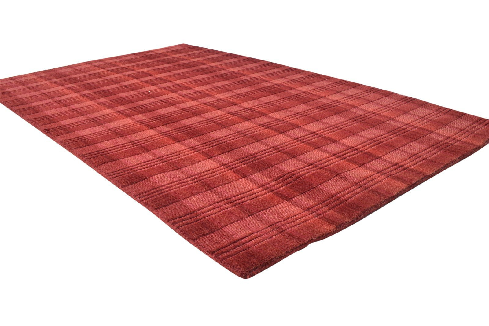 4' X 6' Rug Wool Red Modern Handloom Scandinavian Plaids Room Size Carpet 7864874729621