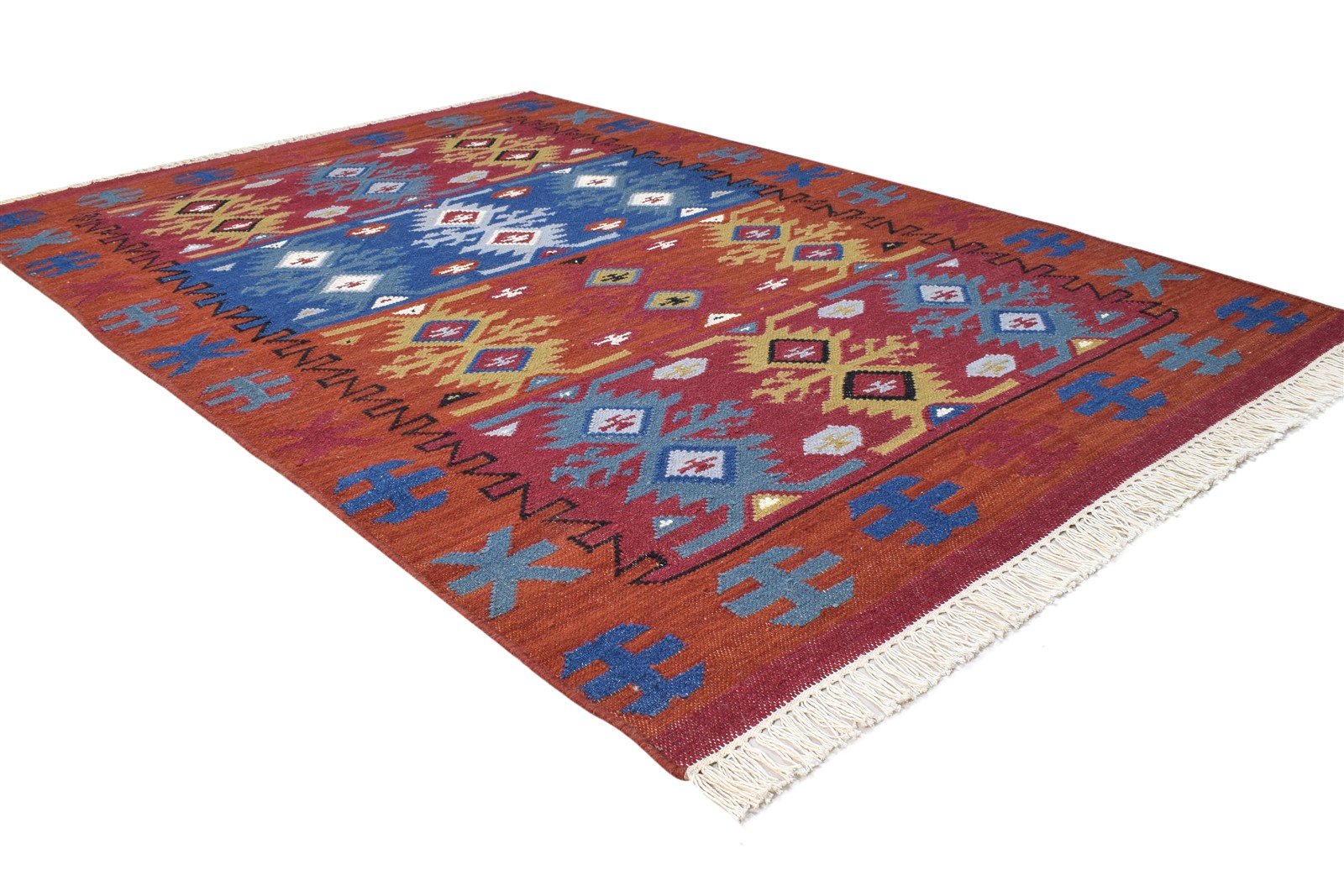 4' X 6' Rug Wool Red Southwestern Dhurrie American Tribal Room Size Carpet 7865002721429