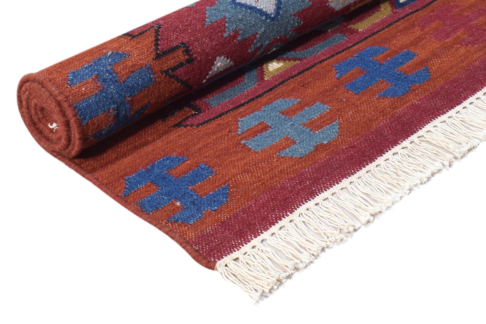 4' X 6' Rug Wool Red Southwestern Dhurrie American Tribal Room Size Carpet 7865002721429