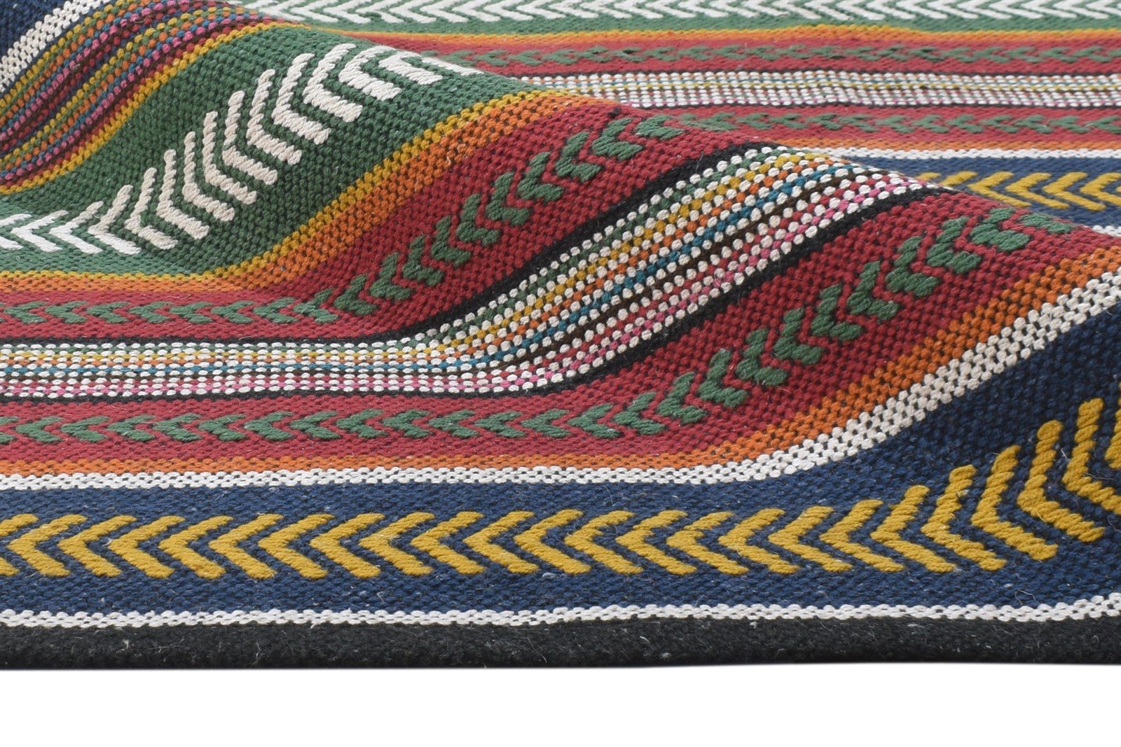 4' X 6' Rug Wool Red Tribal Dhurrie Southwestern Striped Room Size Carpet 7864671469717