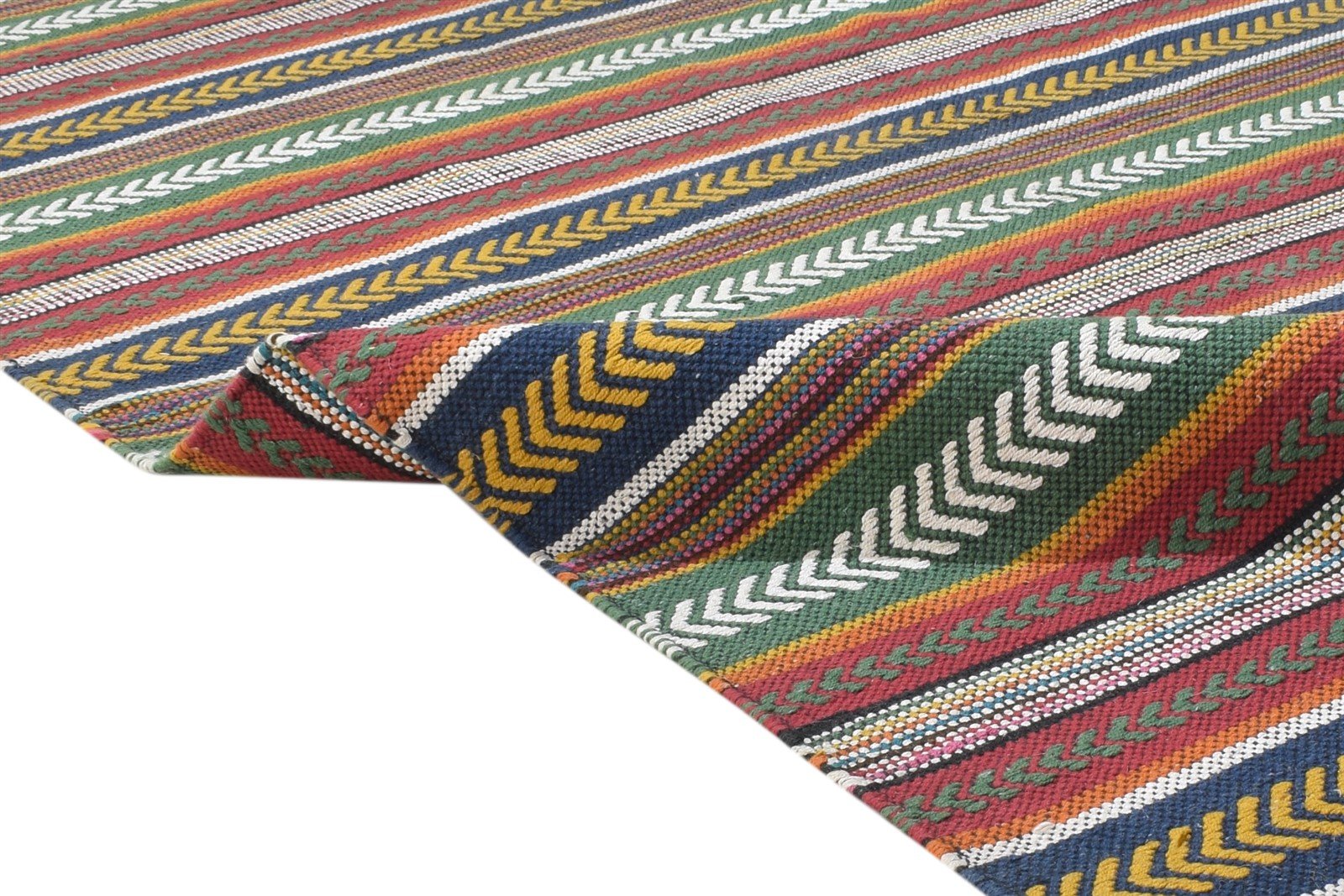 4' X 6' Rug Wool Red Tribal Dhurrie Southwestern Striped Room Size Carpet 7864671469717