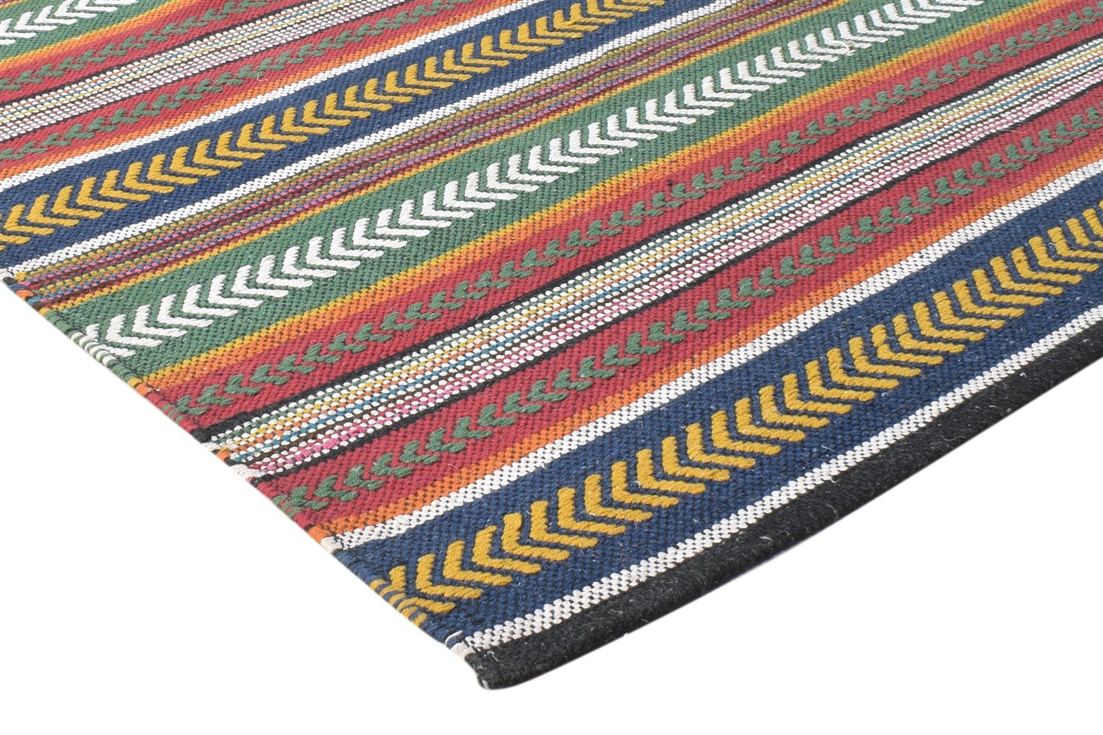 4' X 6' Rug Wool Red Tribal Dhurrie Southwestern Striped Room Size Carpet 7864671469717