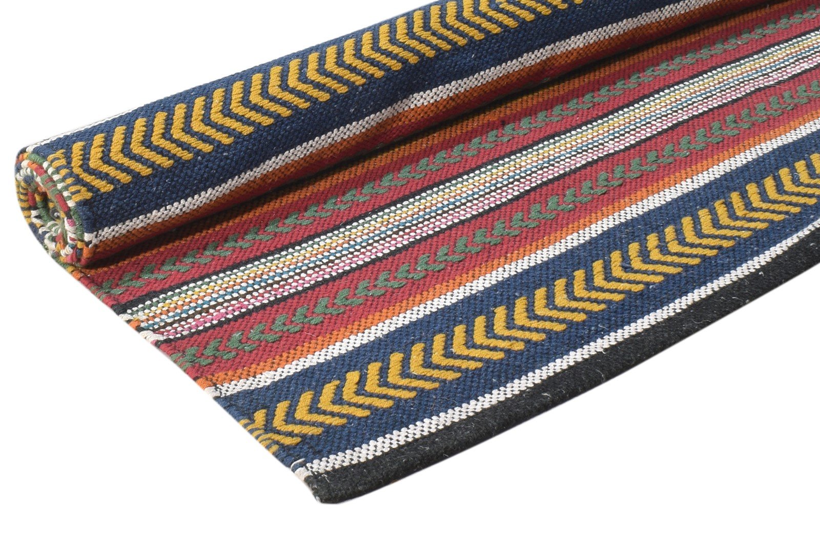 4' X 6' Rug Wool Red Tribal Dhurrie Southwestern Striped Room Size Carpet 7864671469717