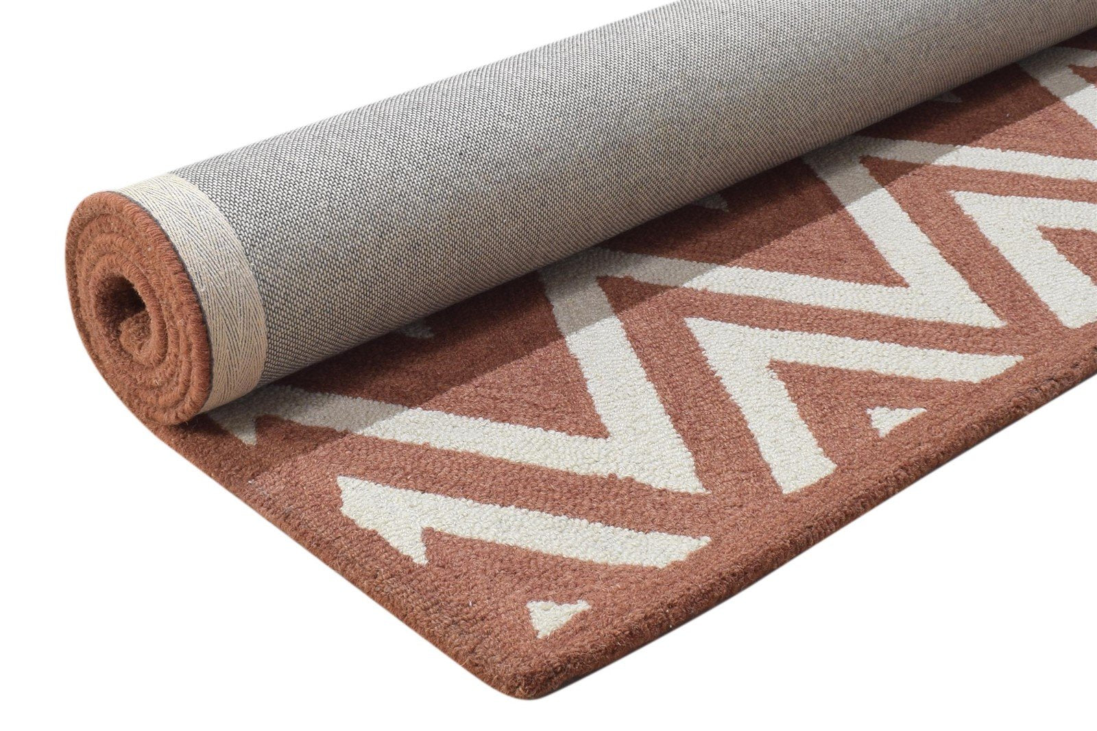 4' X 6' Rug Wool Rust Modern Hand Tufted Scandinavian Chevron Room Size Carpet 7864303517845