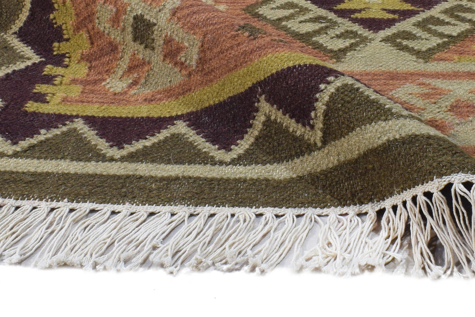 4' X 6' Rug Wool Rust Southwestern Dhurrie American Tribal Room Size Carpet 7865075662997