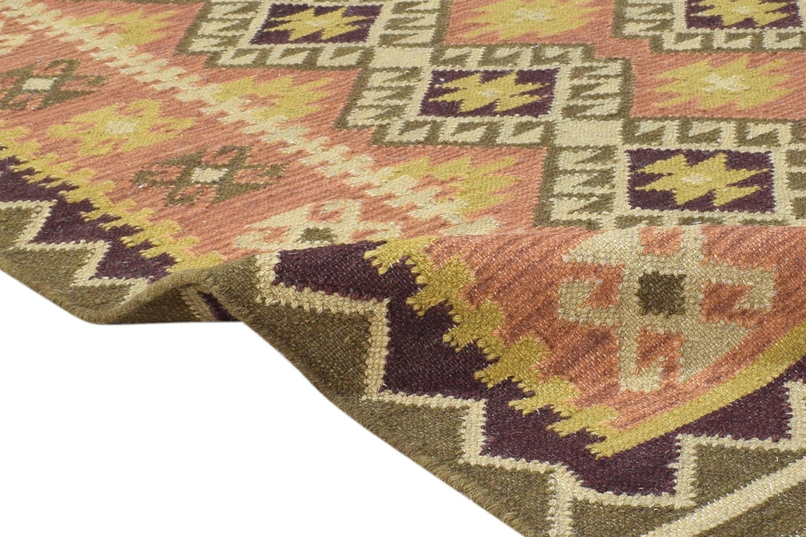 4' X 6' Rug Wool Rust Southwestern Dhurrie American Tribal Room Size Carpet 7865075662997