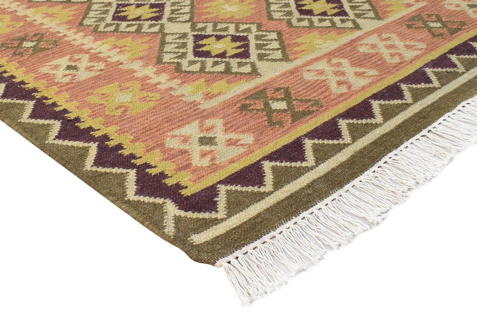 4' X 6' Rug Wool Rust Southwestern Dhurrie American Tribal Room Size Carpet 7865075662997
