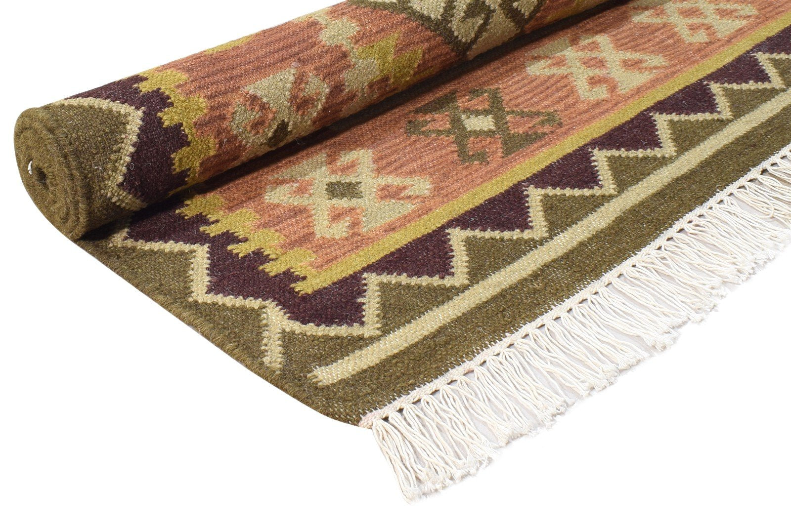 4' X 6' Rug Wool Rust Southwestern Dhurrie American Tribal Room Size Carpet 7865075662997