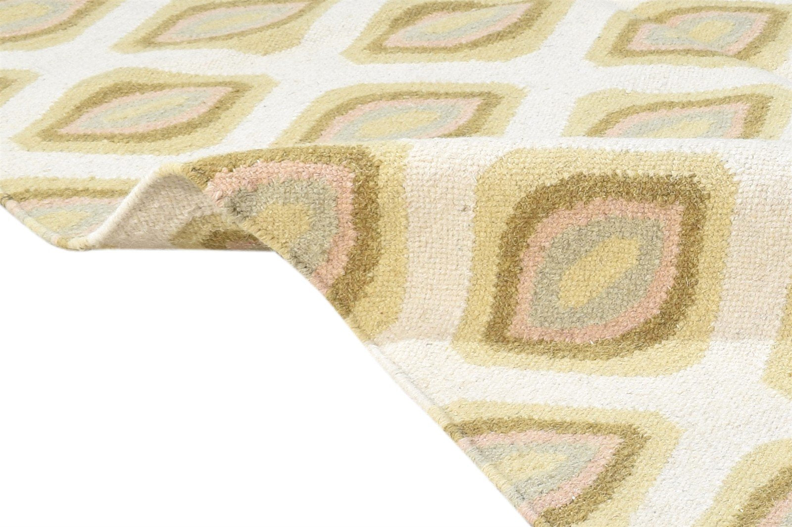 4' X 6' Rug Wool Sand Modern Dhurrie Scandinavian Diamond Room Size Carpet 7864393433237