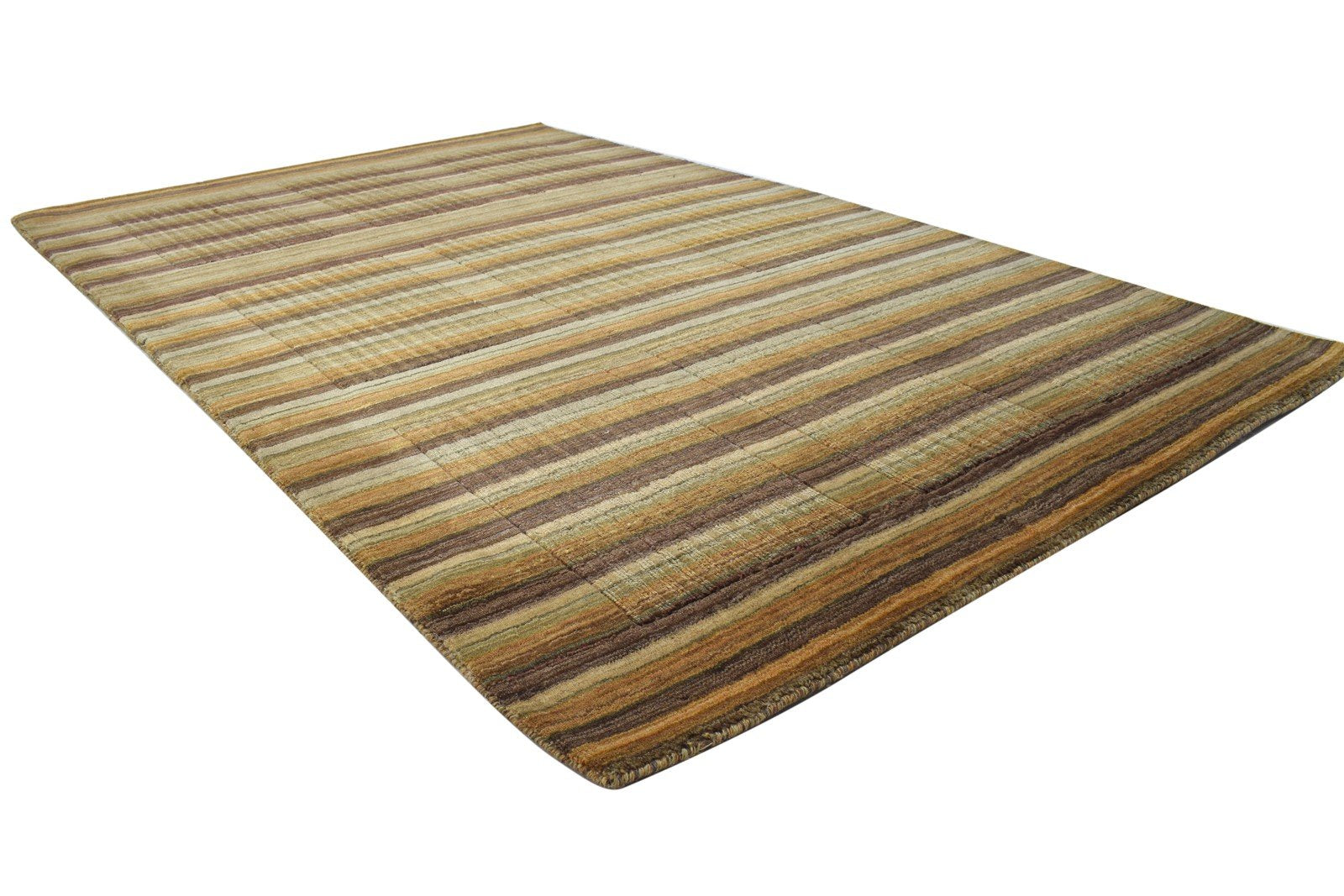 4' X 7' Rug Wool Rust Modern Hand Woven Indian Striped Room Size Carpet 7864511987861