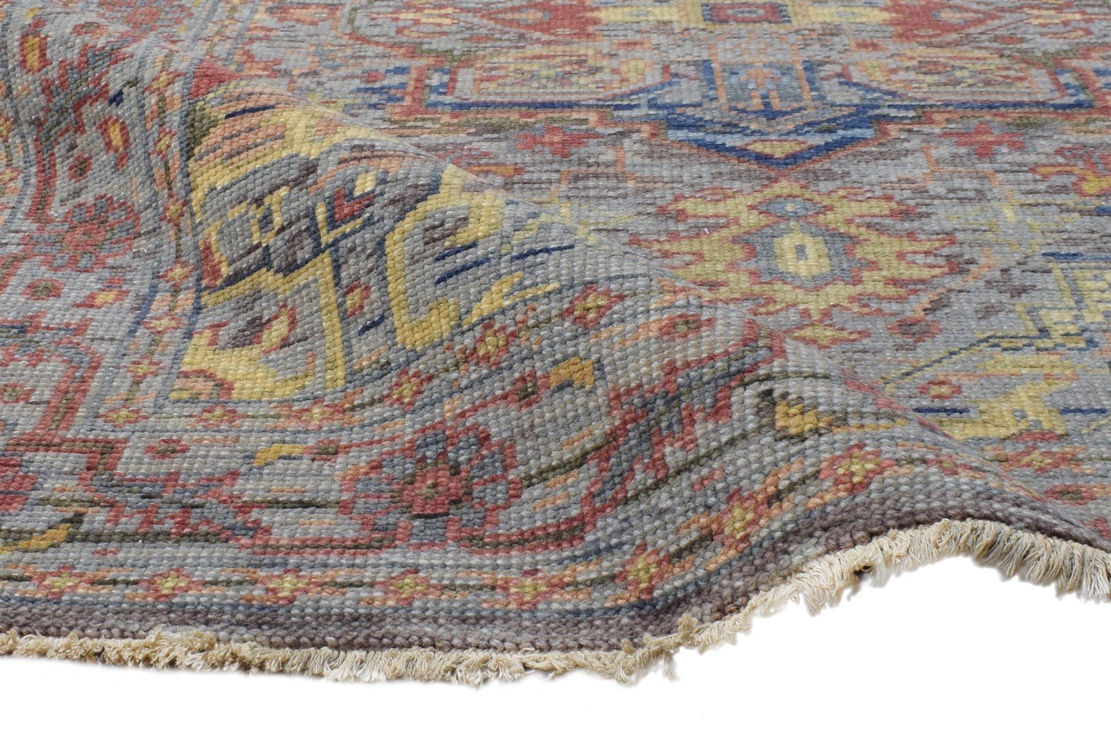 4X5 Rug Wool Wine Persian Hand Knotted Heriz-Indian Oriental Room Size Carpet 7865120882837