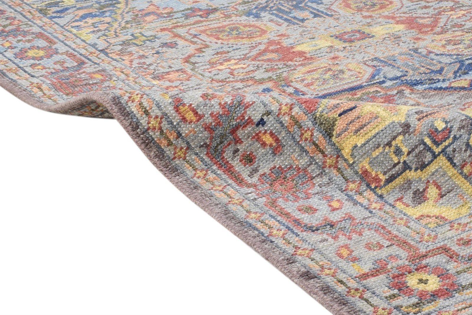4X5 Rug Wool Wine Persian Hand Knotted Heriz-Indian Oriental Room Size Carpet 7865120882837