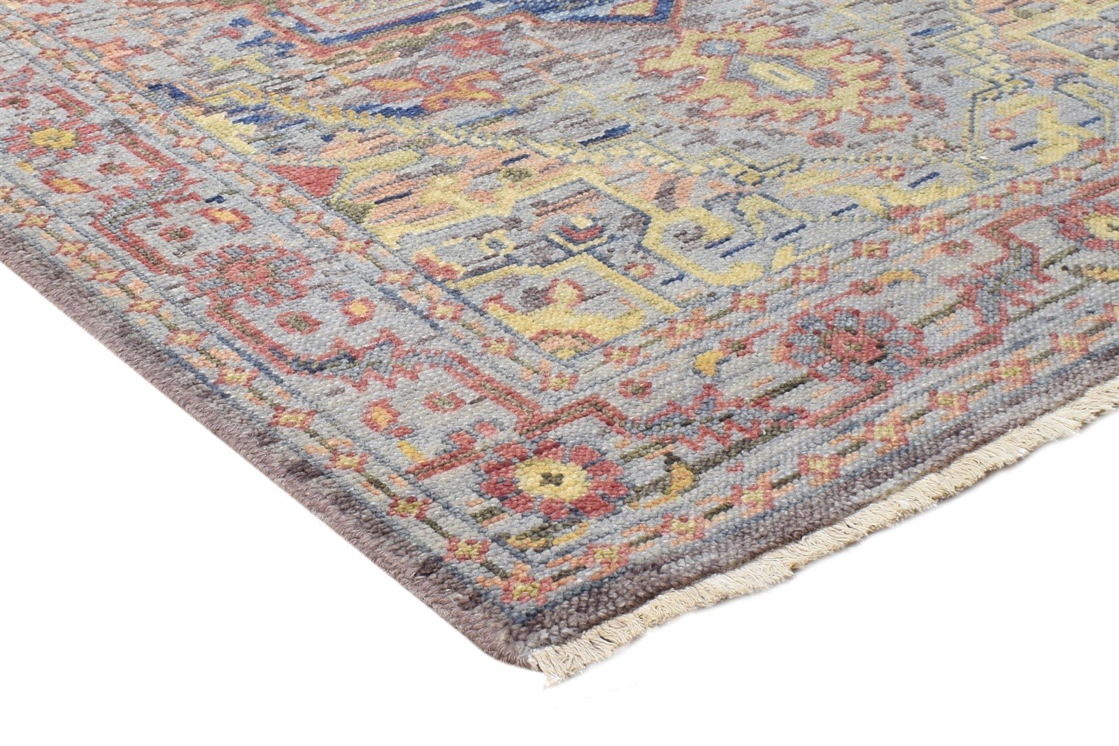 4X5 Rug Wool Wine Persian Hand Knotted Heriz-Indian Oriental Room Size Carpet 7865120882837