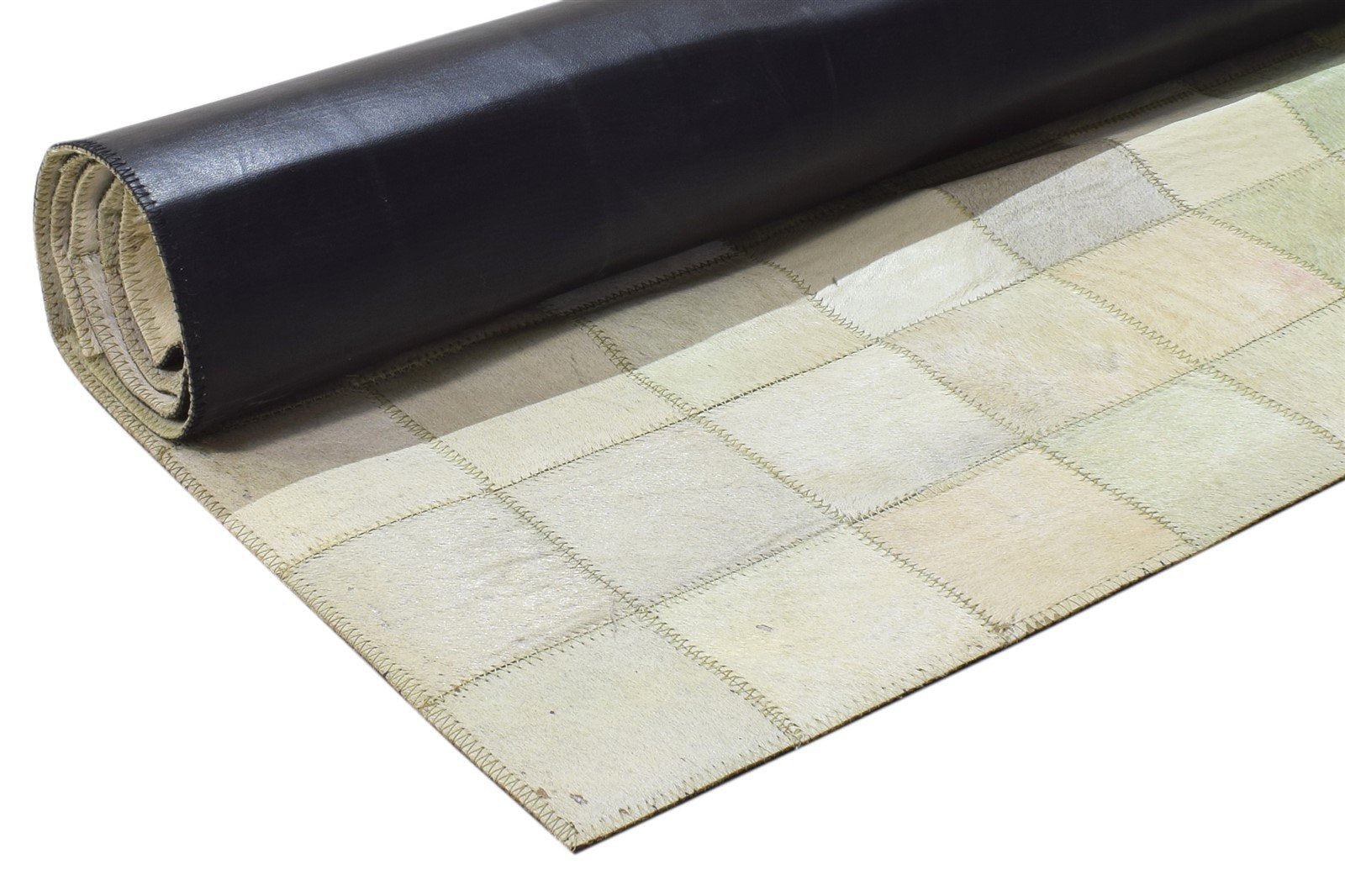 4X6 Rug Leather Cream Modern Flatweave Scandinavian Geometric Room Size Carpet 7864580374677