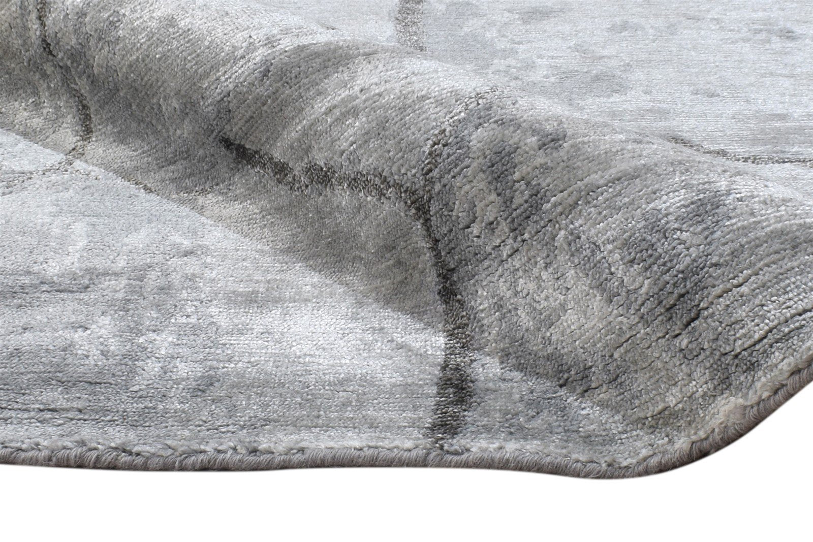 4X6 Rug Rayon From Bamboo Grey Modern Hand Knotted Scandinavian Abstract Room Size 7864997740693