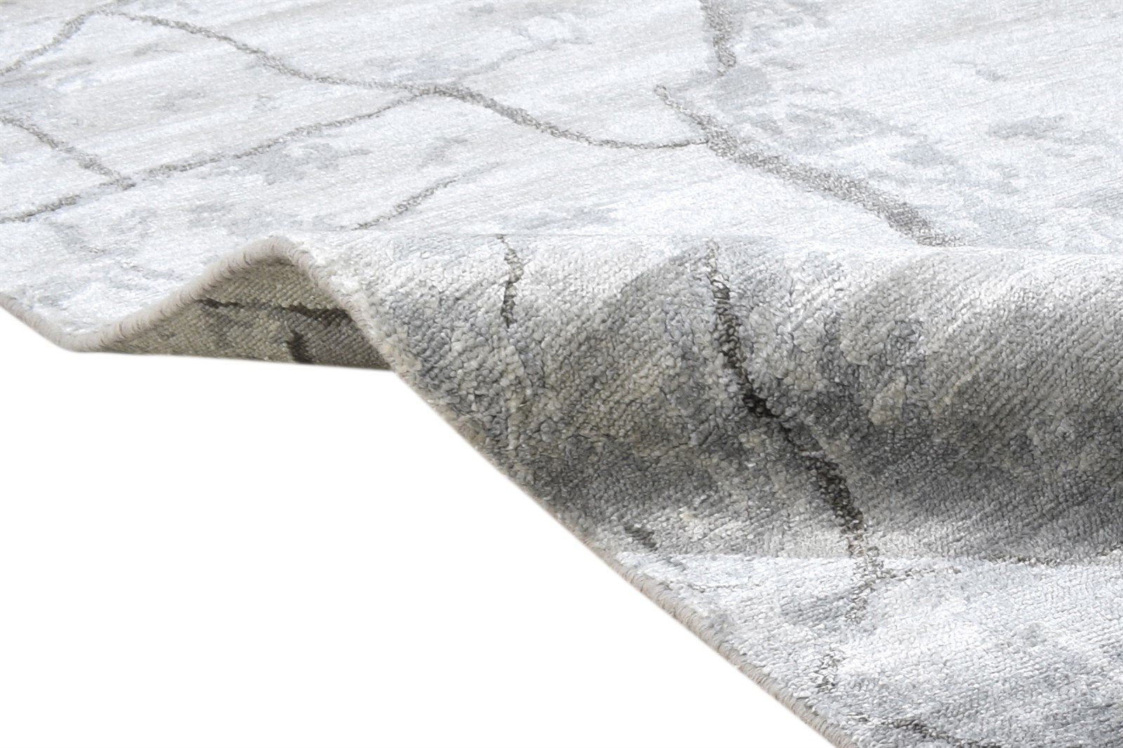 4X6 Rug Rayon From Bamboo Grey Modern Hand Knotted Scandinavian Abstract Room Size 7864997740693