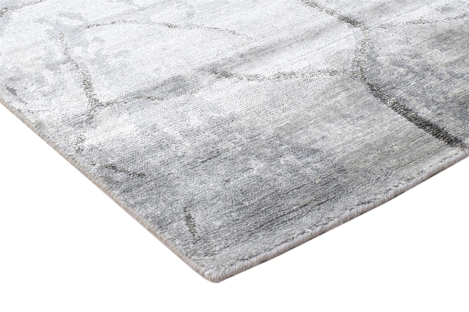 4X6 Rug Rayon From Bamboo Grey Modern Hand Knotted Scandinavian Abstract Room Size 7864997740693