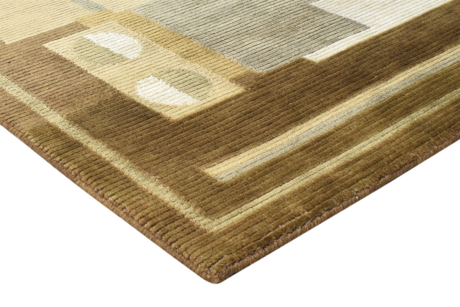 4X6 Rug Wool Brown Modern Hand Knotted Scandinavian Abstract Room Size Carpet 7865108988053