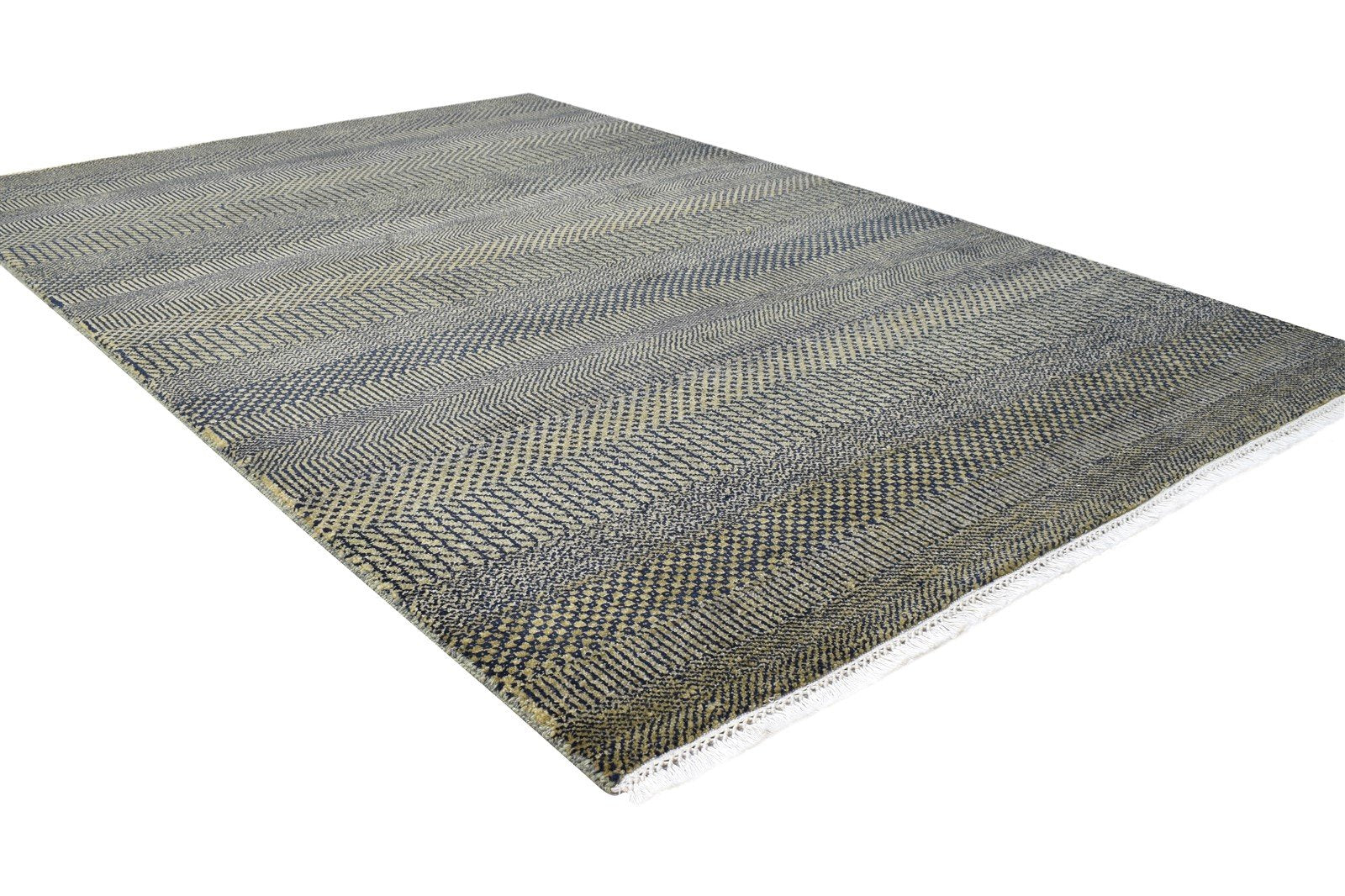 4X6 Rug Wool Charcoal Modern Hand Knotted Agra Grass Trellis Room Size Carpet 7864589123733