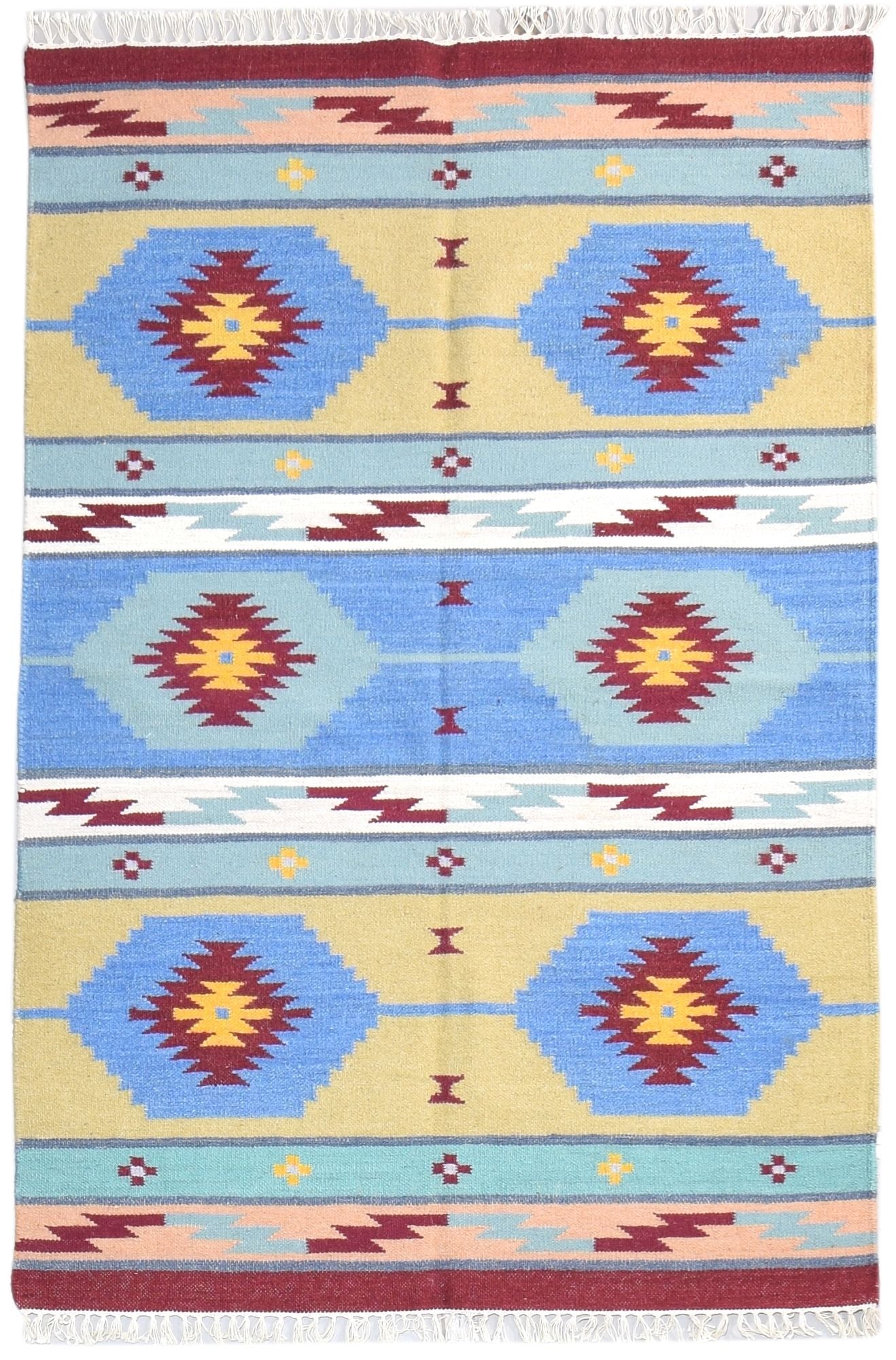 4X6 Rug Wool Multi Color Persien Dhurrie Southwestern Tribal Room Size Carpet 7865197887637