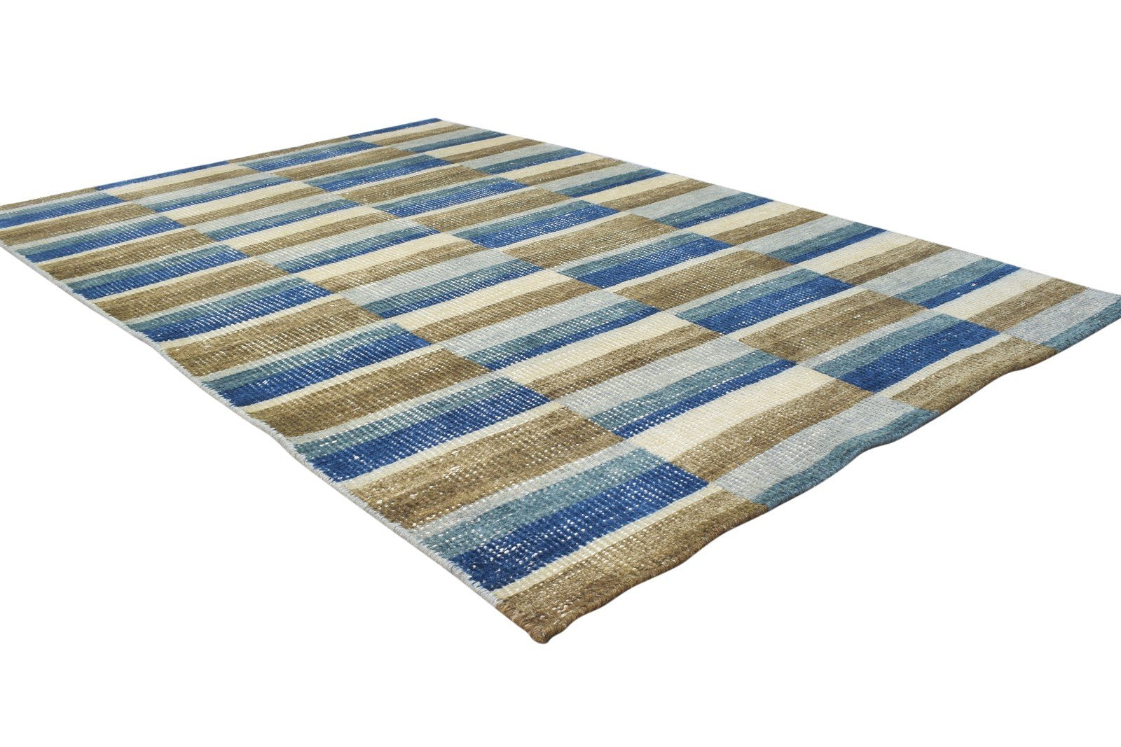 4X6 Rug Wool Sand Modern Hand Knotted Scandinavian Geometric Room Size Carpet 7864871813269
