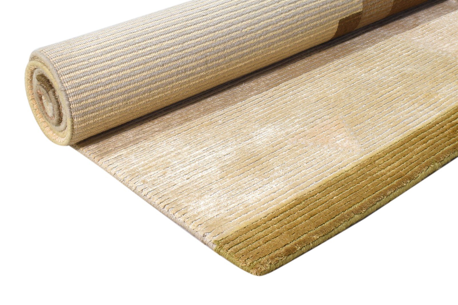 4X6 Rug Wool / Silk Beige Modern Hand Knotted Scandinavian Abstract Room Size 7865108594837