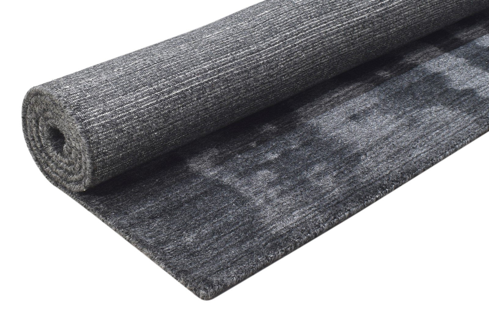 4X6 Rug Wool Silk Charcoal Modern Handloom Scandinavian Solid Room Size Carpet 7864883675285