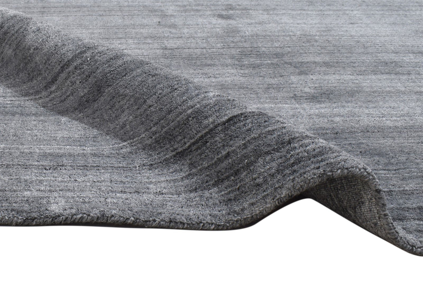 4X6 Rug Wool / Silk Dark Grey Modern Handloom Scandinavian Solid Room Size 7864512151701
