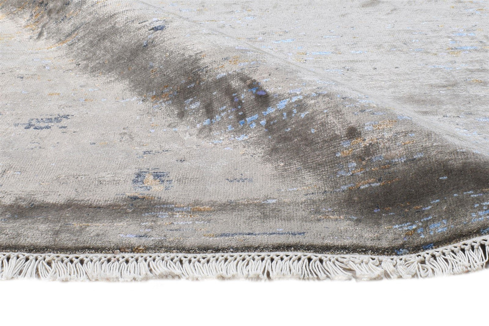 4X6 Rug Wool / Silk Grey Modern Hand Knotted Indian Abstract Room Size Carpet 7864587714709