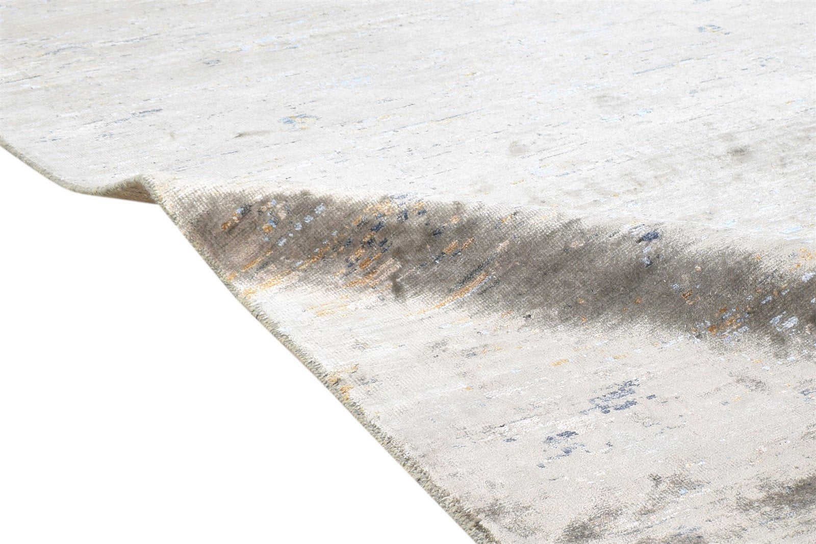 4X6 Rug Wool / Silk Grey Modern Hand Knotted Indian Abstract Room Size Carpet 7864587714709