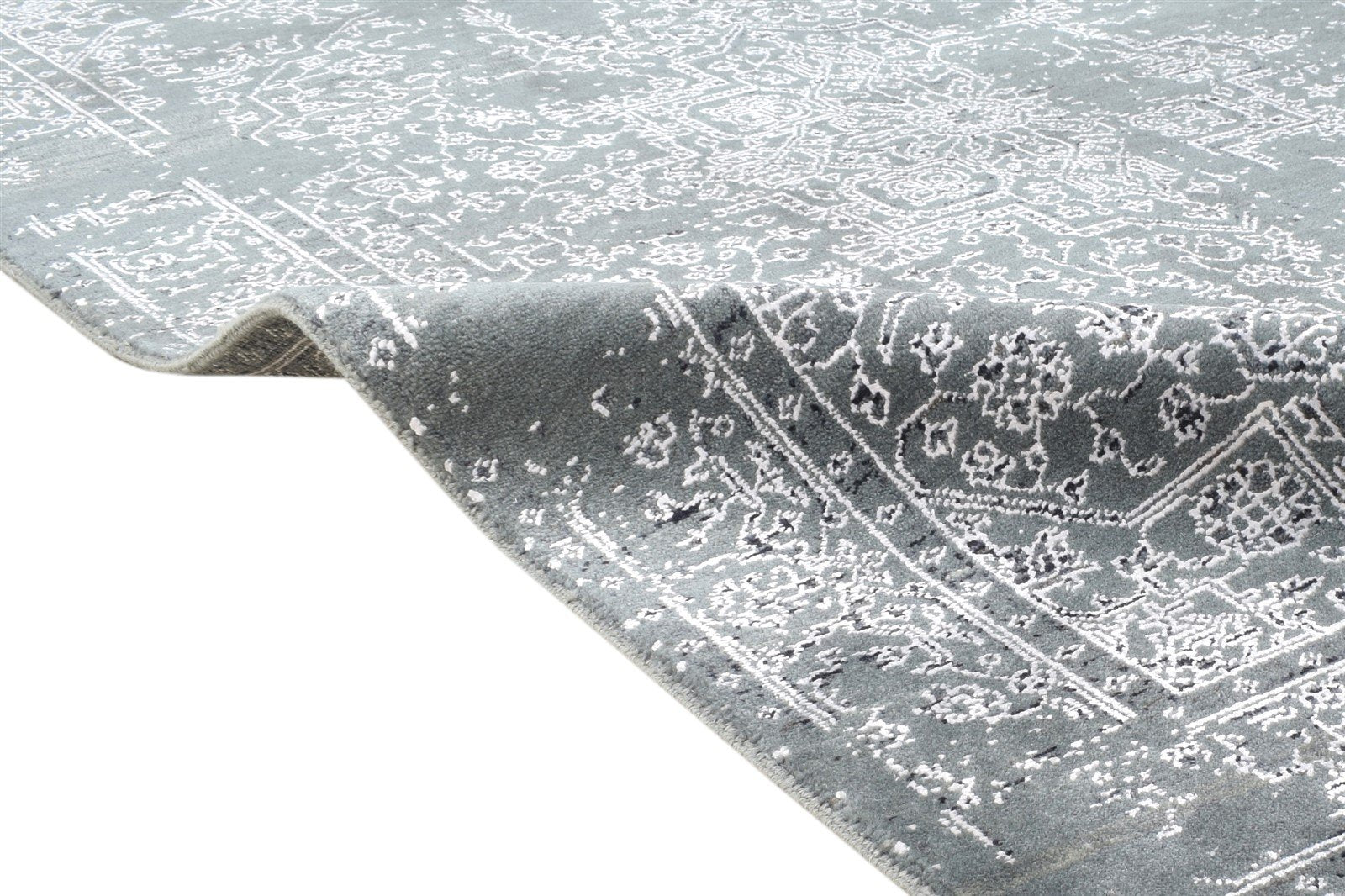 4X6 Rug Wool / Silk Grey Modern Hand Knotted Oriental Abstract Room Size Carpet 7864593023125
