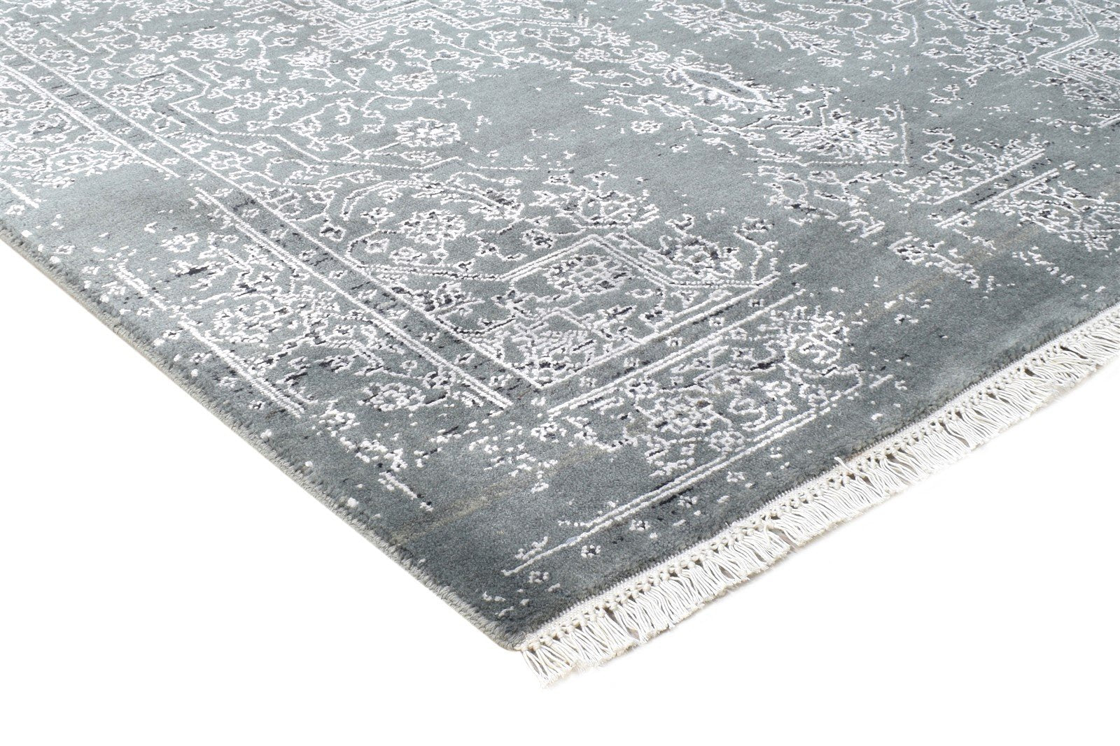 4X6 Rug Wool / Silk Grey Modern Hand Knotted Oriental Abstract Room Size Carpet 7864593023125