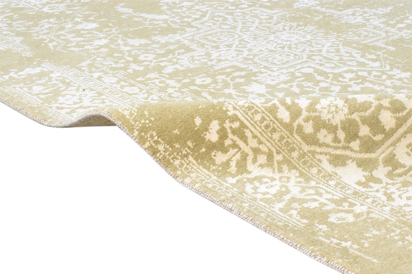 4X6 Rug Wool / Silk Sage Modern Hand Knotted Heriz-Indian Abstract Room Size 7865148309653