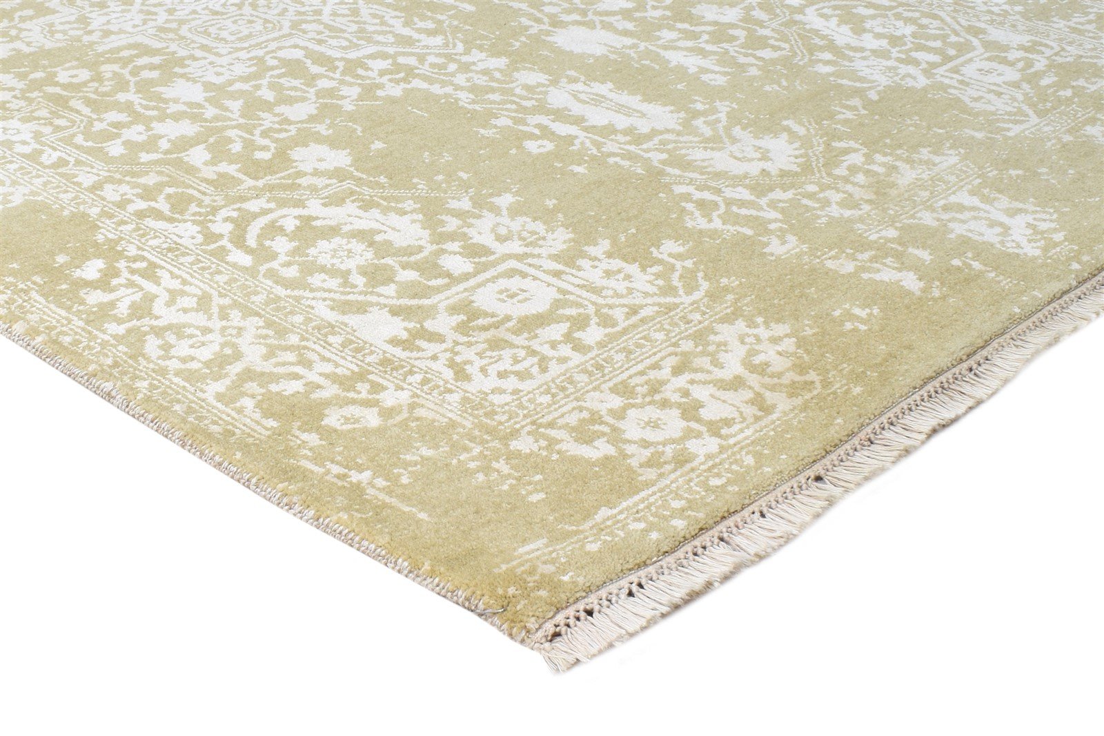 4X6 Rug Wool / Silk Sage Modern Hand Knotted Heriz-Indian Abstract Room Size 7865148309653