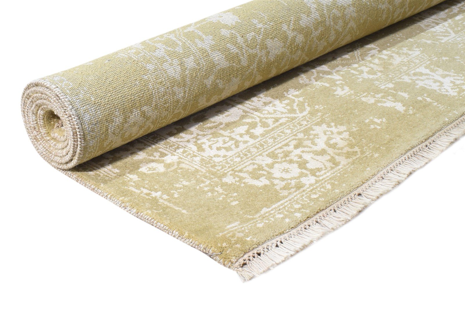4X6 Rug Wool / Silk Sage Modern Hand Knotted Heriz-Indian Abstract Room Size 7865148309653