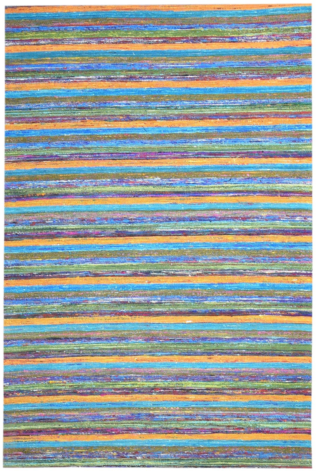 Rozamond 5' X 4' Rug Silk Multi Color Modern Hand Woven Bohemian Striped 7864665276565