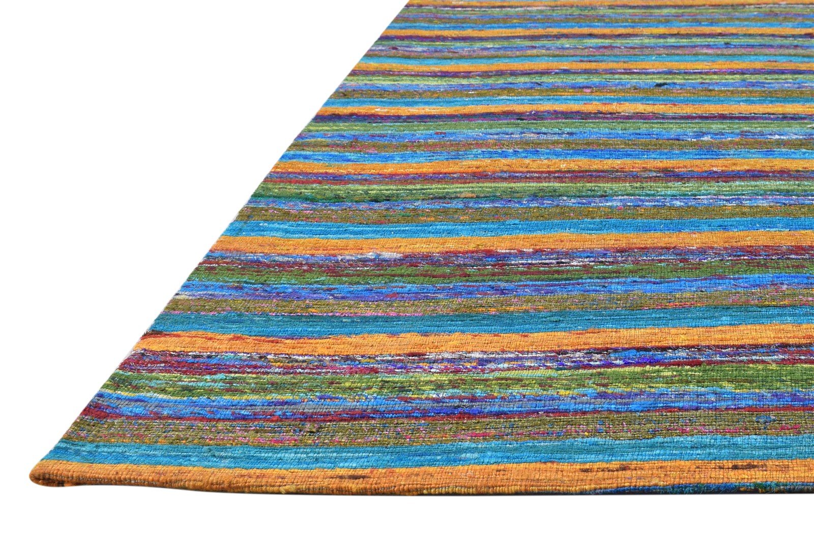 Rozamond 5' X 4' Rug Silk Multi Color Modern Hand Woven Bohemian Striped 7864665276565