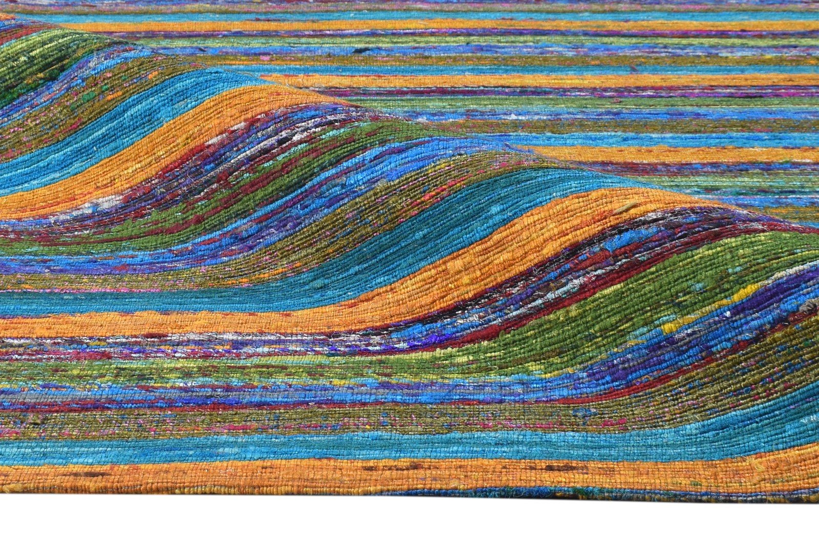 Rozamond 5' X 4' Rug Silk Multi Color Modern Hand Woven Bohemian Striped 7864665276565